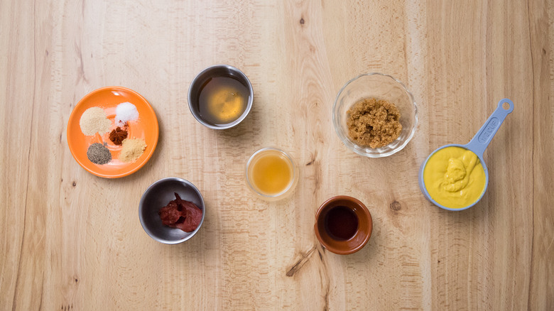 BBQ sauce ingredients on table