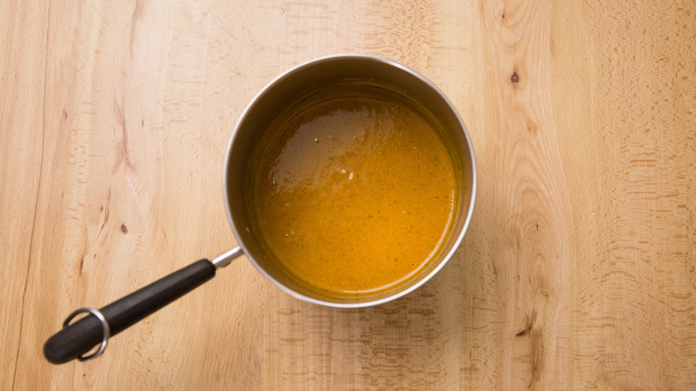 BBQ sauce ingredients in pot