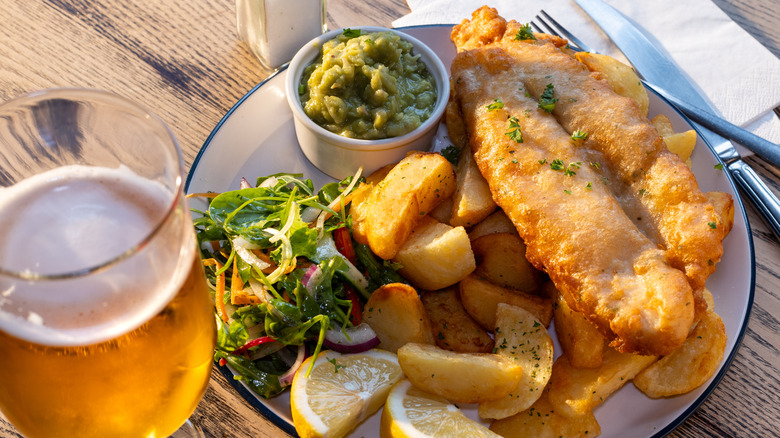 beer battered fried fish plate