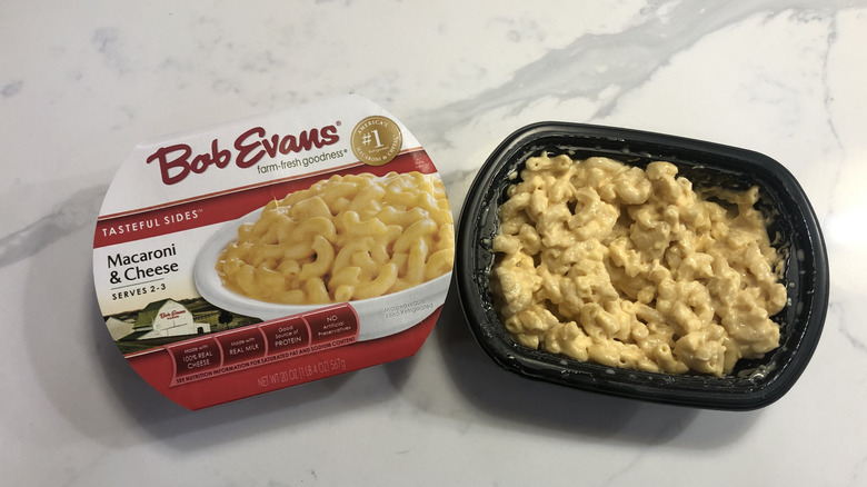 Bob Evans mac and cheese on marble
