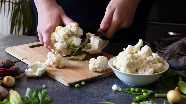 preparing fresh cauliflower