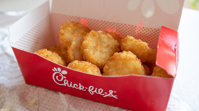 A box of Chick-fil-A hash browns