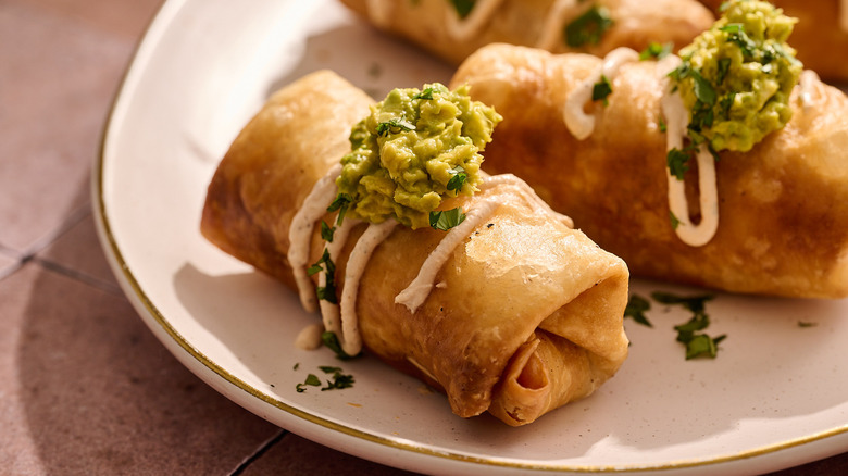 chicken chimichanga on a platter