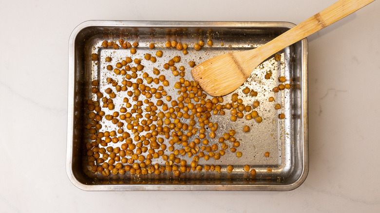 baked chickpeas in oven tray