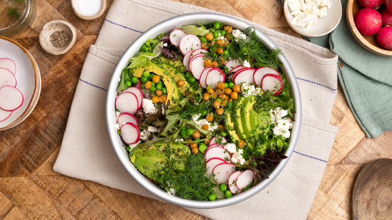 herb-topped chickpea salad