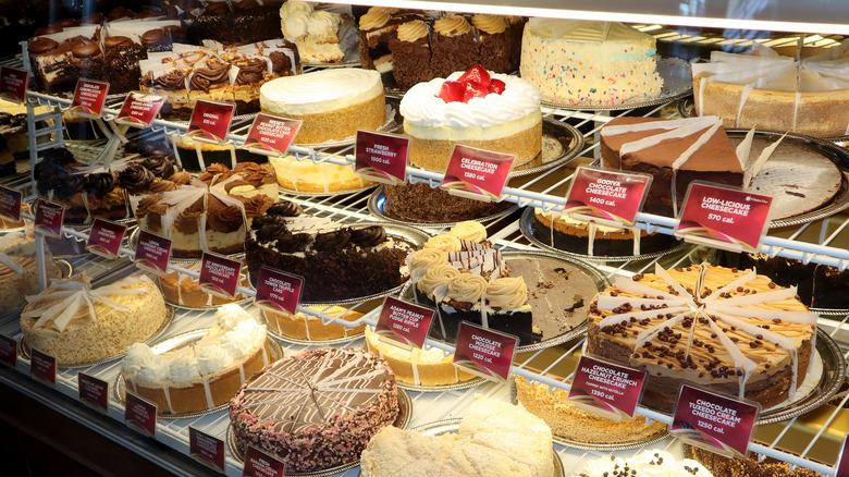Cheesecake display at The Cheesecake Factory