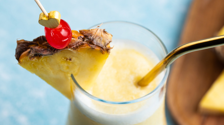 Close-up of a piña colada