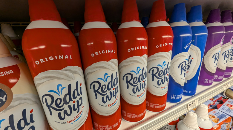Reddi-wip cans lined up