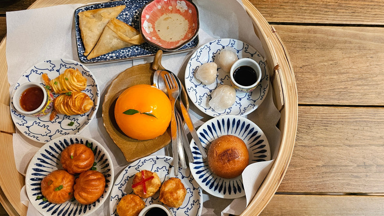 An array of Chinese food