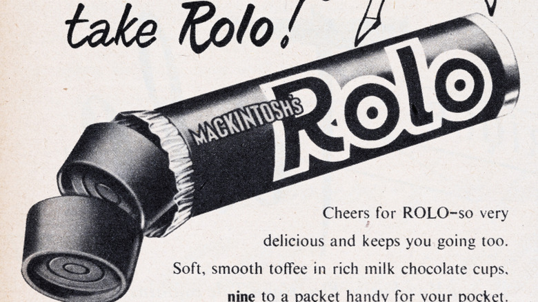 A vintage Rolo's candy ad