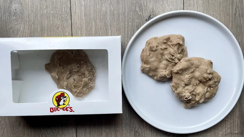 pecan pralines from Bucees on a plate