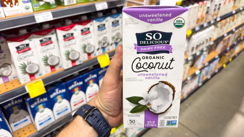 A carton of organic coconut milk