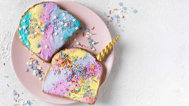 Colorful mermaid and unicorn toast