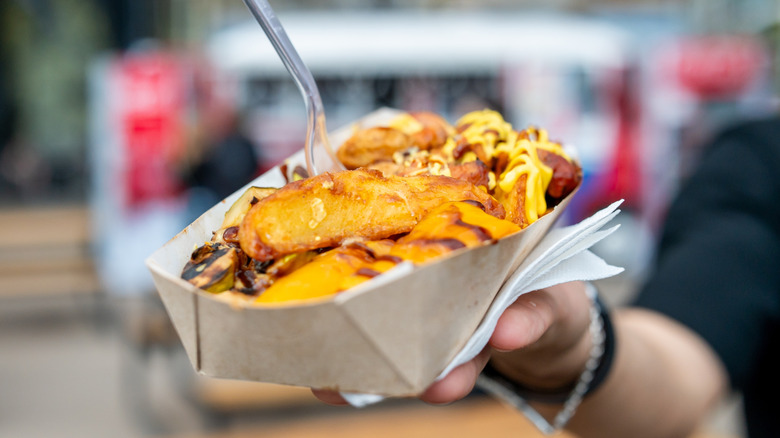 loaded fry bowl at fast food restaurant