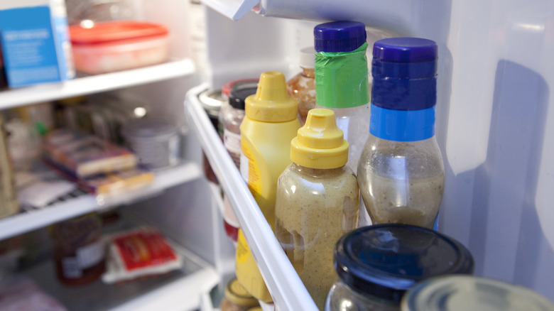 condiments in refrigerator door