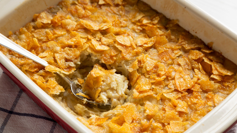 Casserole topped with corn flakes