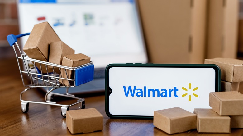Walmart mobile app and boxes