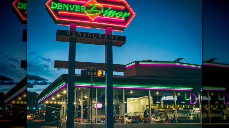 Outside view of the Denver Diner classic restaurant