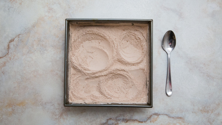 flour mixture in baking pan