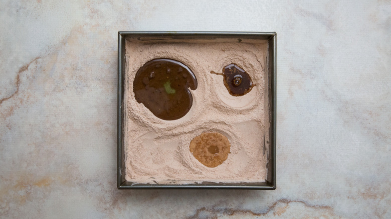 cake batter in baking pan