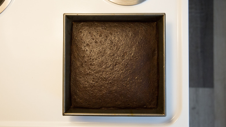 baked chocolate cake on stove