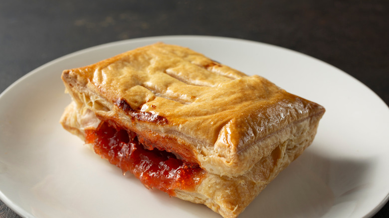 Guava strudel on a white plate