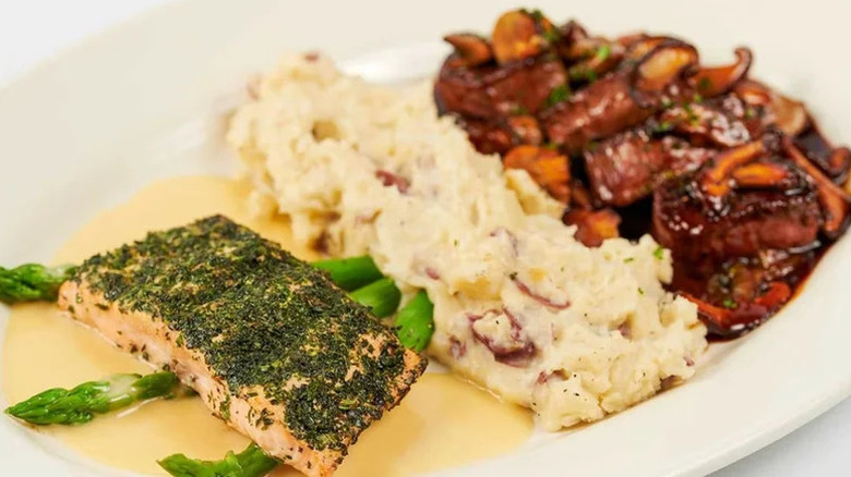 The Cheesecake Factory's Steak Diane and Herb Crusted Salmon