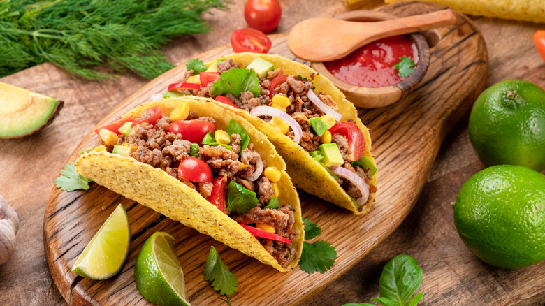 Tacos with crunchy taco shells