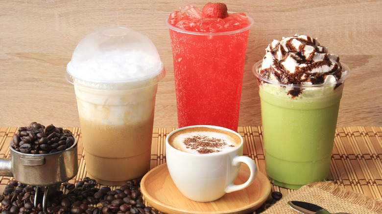 Assortment of different iced and hot teas and coffees