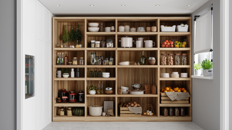 Well-stocked pantry in kitchen