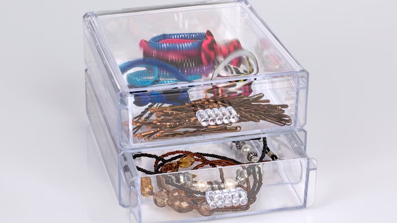 Clear plastic stacking drawers