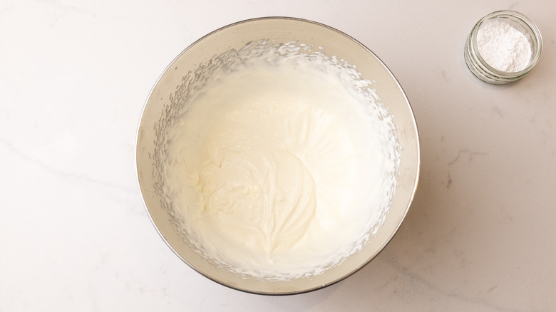 Whipped cream in a bowl