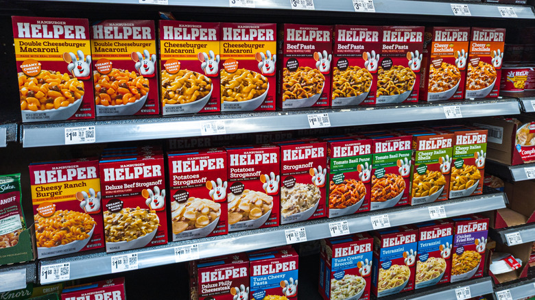 boxes of Hamburger Helper