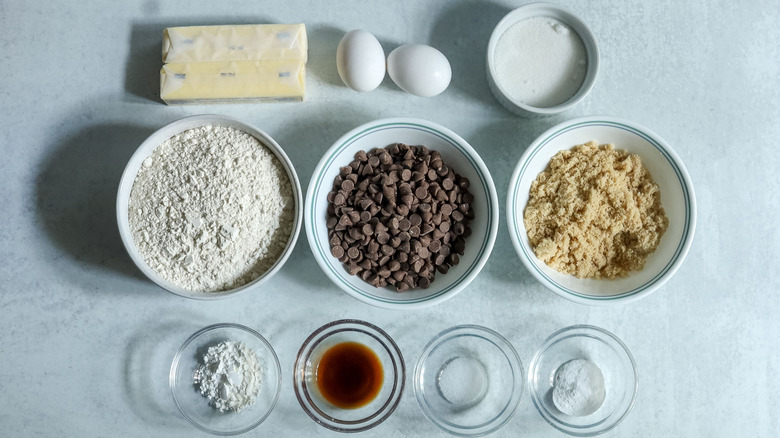 Ingredients for elevated Crumbl chocolate chip cookies