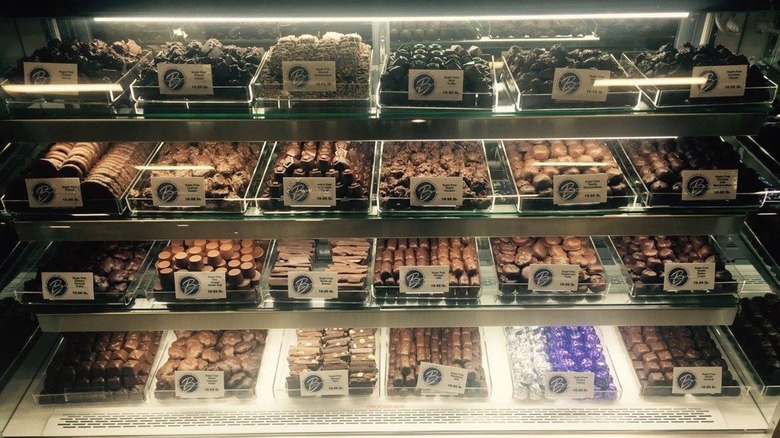 Boscov's candy counter with chocolates and fudge