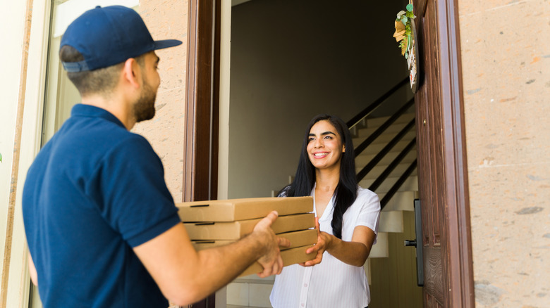 pizza being delivered