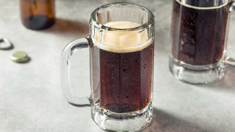 Frosty glass mug of root beer