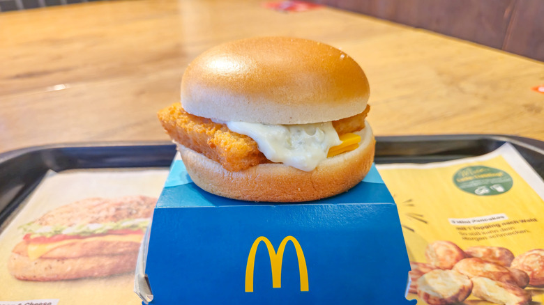 McDonald's Filet-O-Fish sandwich on a box
