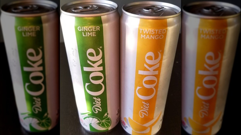 Diet Coke Twisted Mango and Ginger Lime cans