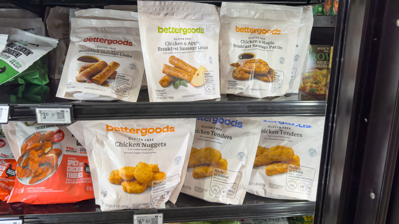 Store freezer stocked with Walmart Bettergoods frozen products