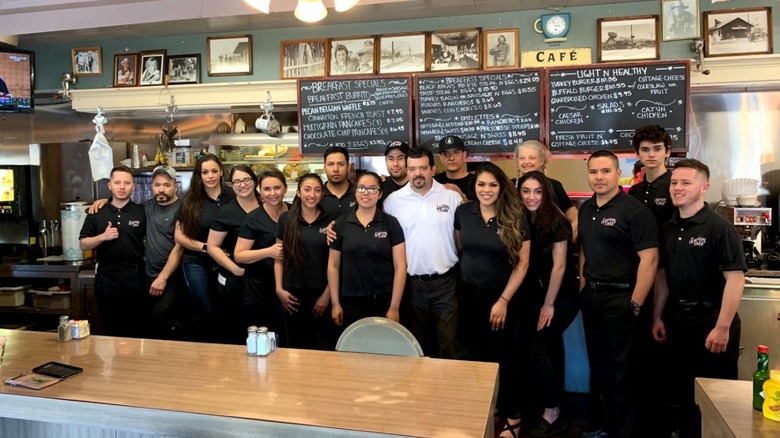The Original Saugus Cafe staff posing for in the restaurant