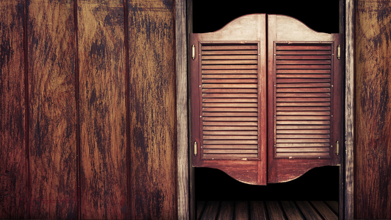 Old West saloon-style swinging doors.