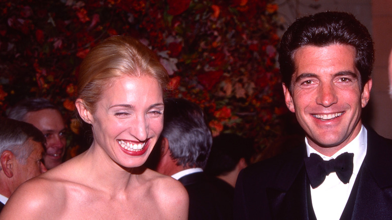 smiling JFK Jr. and Carolyn Bessette-Kennedy