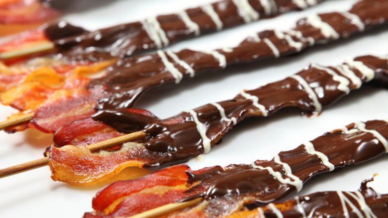 Bacon dipped in dark chocolate