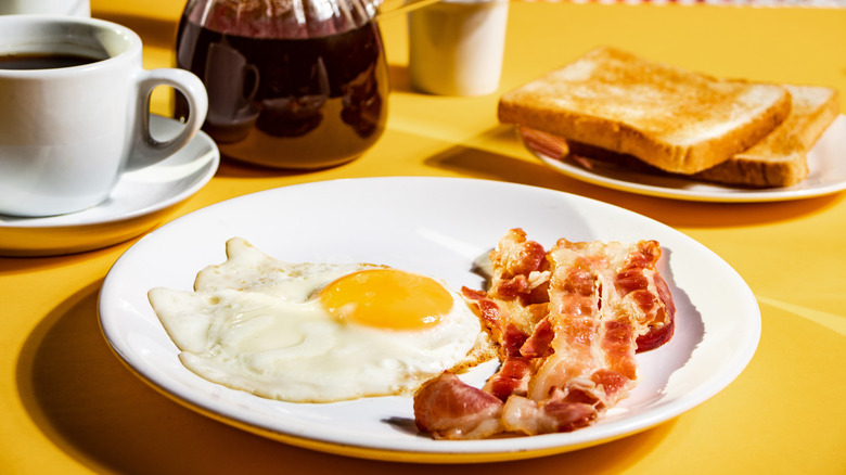 Bacon and egg breakfast in a retro style