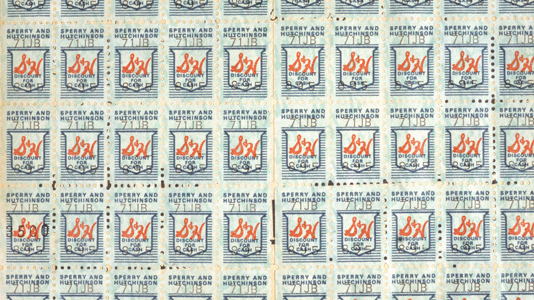 Page of S&H Green Stamps in horizontal rows