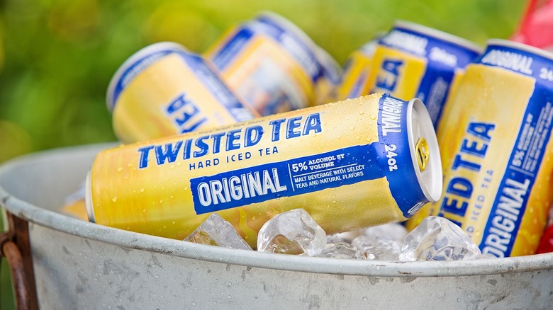 Twisted Tea cans on ice