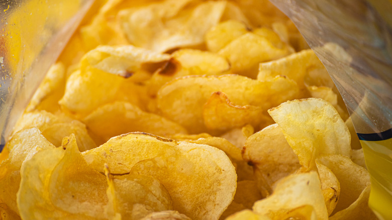 open package of potato chips