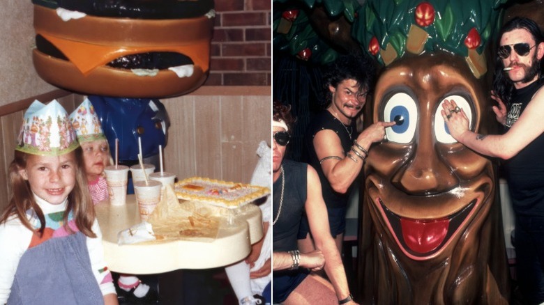 Kids at a birthday party at McDonald's circa 1984, and members of the band Motorhead with the iconic tree