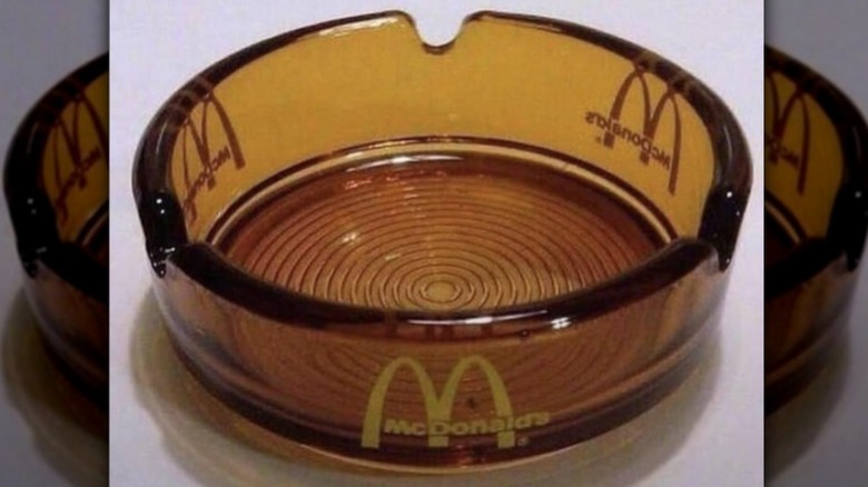 A glass McDonald's ashtray from the 1980s